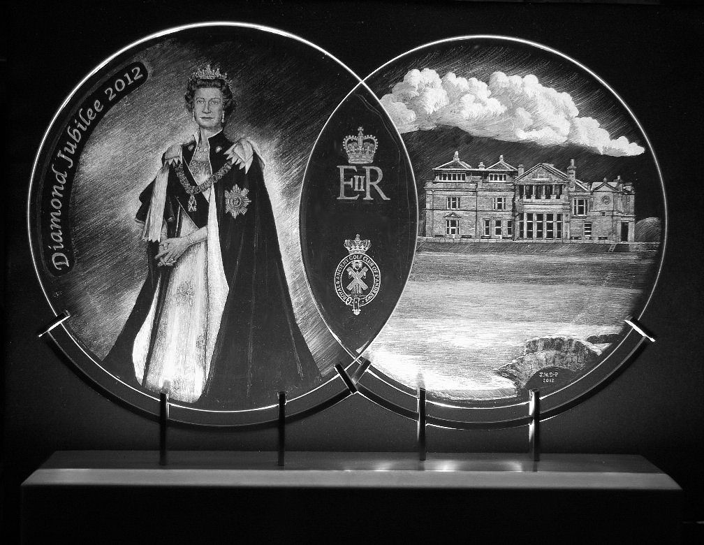 The R & A Diamond Jubilee 2012 Commemoration. Drill and Stipple Engraving by James Denison-Pender.